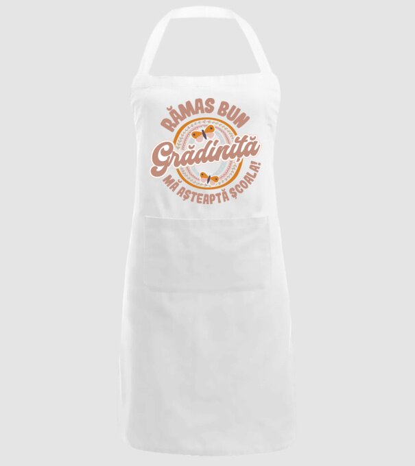 Rămas bun grădiniță, mă așteaptă școala! model alb pe tricou