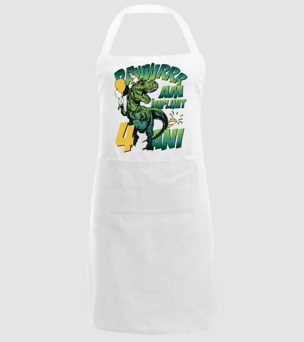 Rawr Am împlinit 4 ani model alb pe tricou