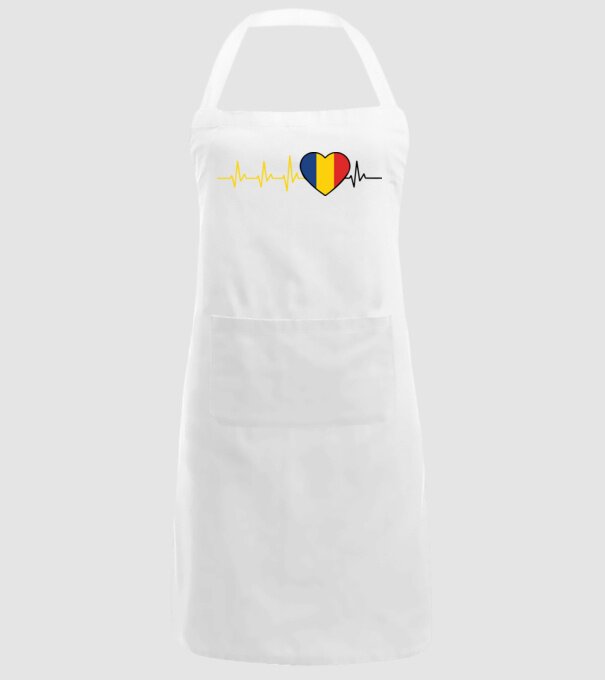 România heartbeat model alb pe tricou