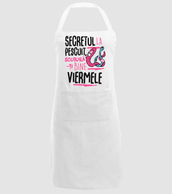 Secretul la pescuit scutură-ți bine viermele model alb pe tricou