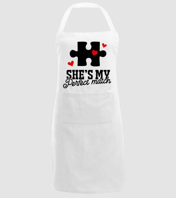 She is my perfect match model alb pe tricou
