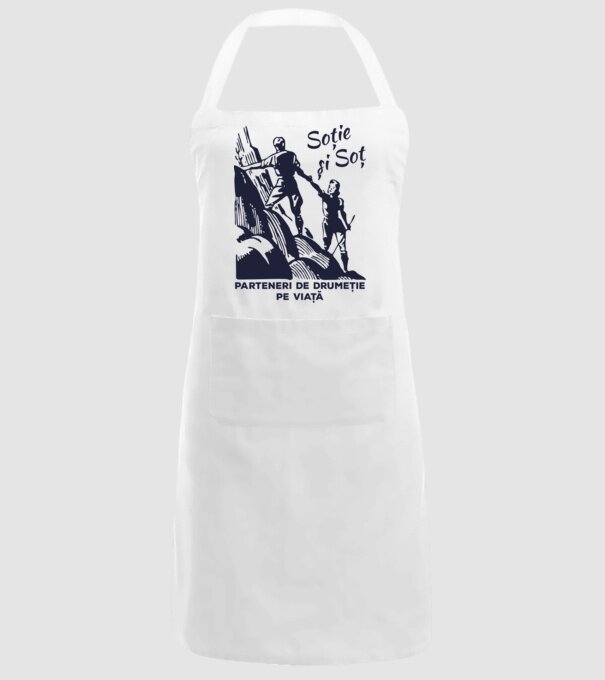 soție și soț - parteneri de drumeție pe viață model alb pe tricou