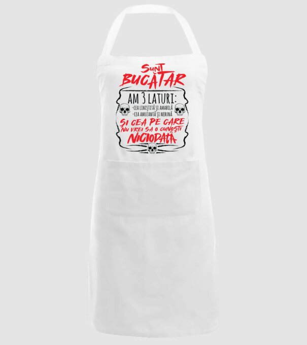 sunt bucătar am 3 laturi model alb pe tricou