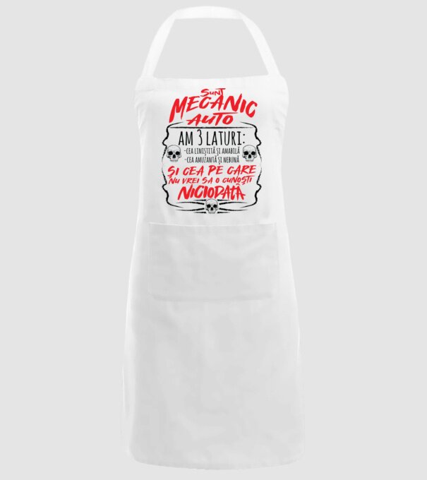 sunt mecanic auto am 3 laturi model alb pe tricou