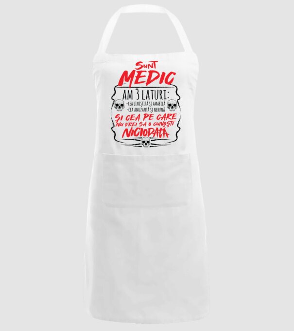 sunt medic am 3 laturi model alb pe tricou