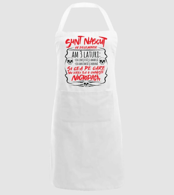 Sunt născut în decembrie am 3 laturi model alb pe tricou