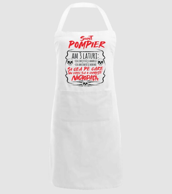 sunt pompier am 3 laturi model alb pe tricou