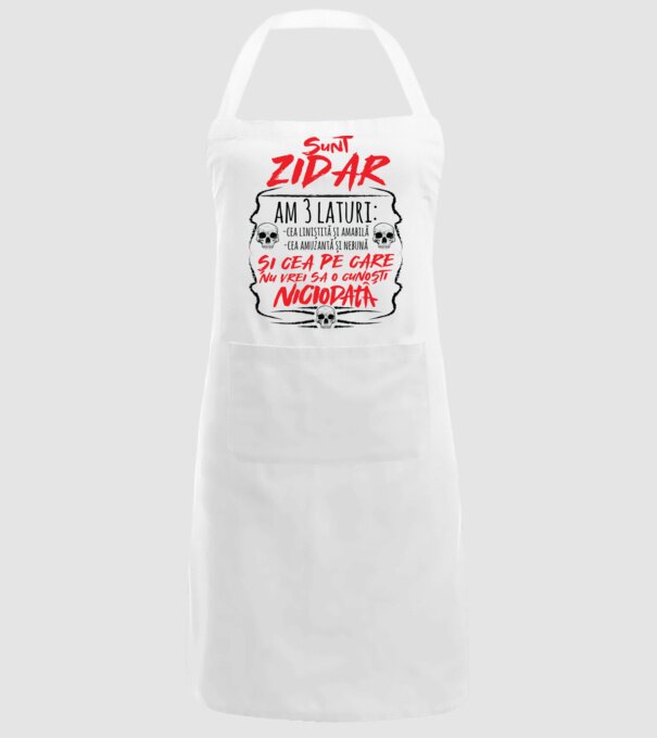 sunt zidar am 3 laturi model alb pe tricou