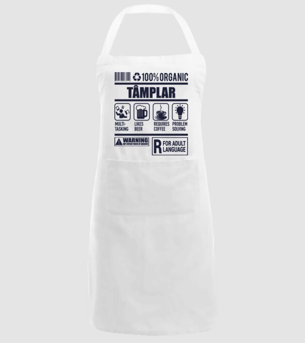 TÂMPLAR model alb pe tricou