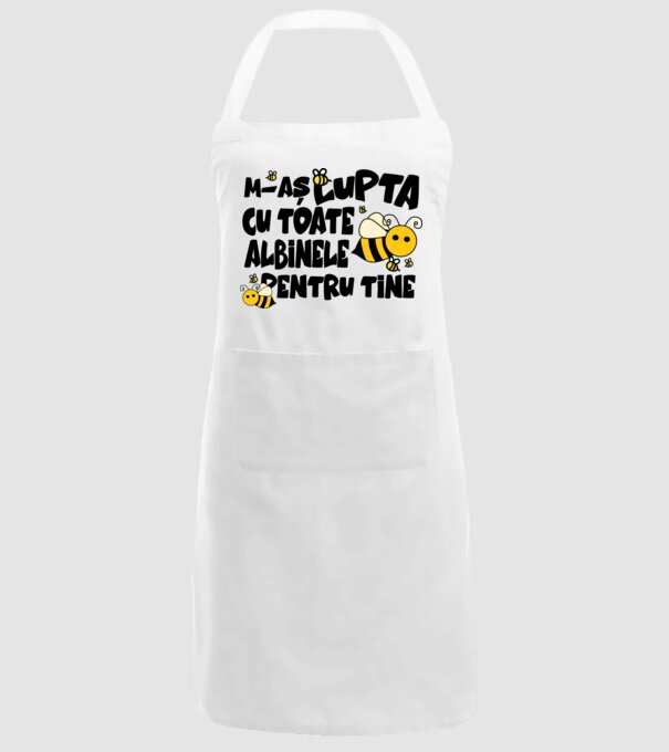 m-aș lupta cu toate albinele pentru tine model alb pe tricou