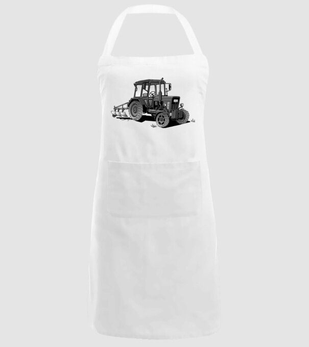 TRACTOR model alb pe tricou