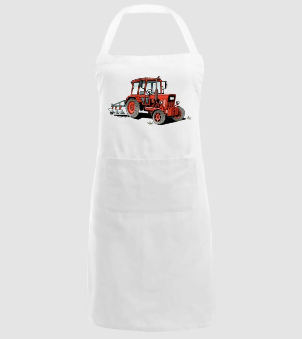 TRACTOR model alb pe tricou