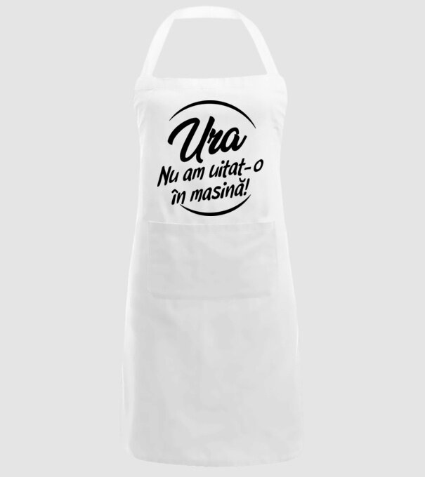 Ura! Nu l-am uitat în mașină! / Ura! Nu am uitat-o în mașină! model alb pe tricou