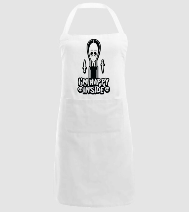 WEDNESDAY Happy inside model alb pe tricou
