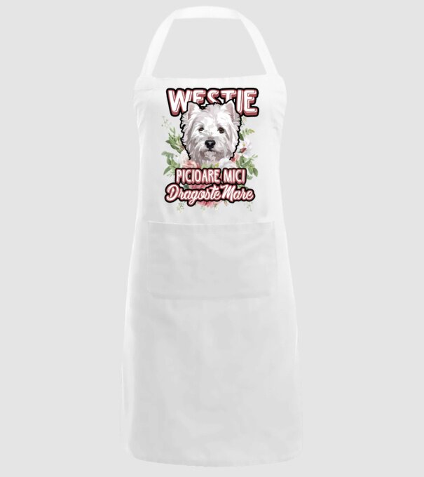 Westie picioare mici dragoste mare model alb pe tricou