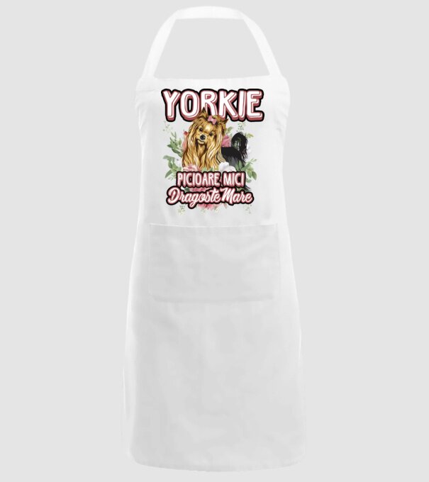 Yorkie - picioare mici dragoste mare model alb pe tricou