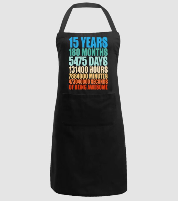 15 years of being awesome model negru pe tricou