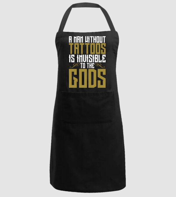 A man without tattoos is invisible to the gods model negru pe tricou