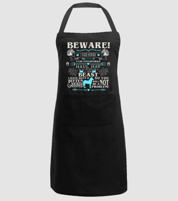 Beware i ride horses model negru pe tricou
