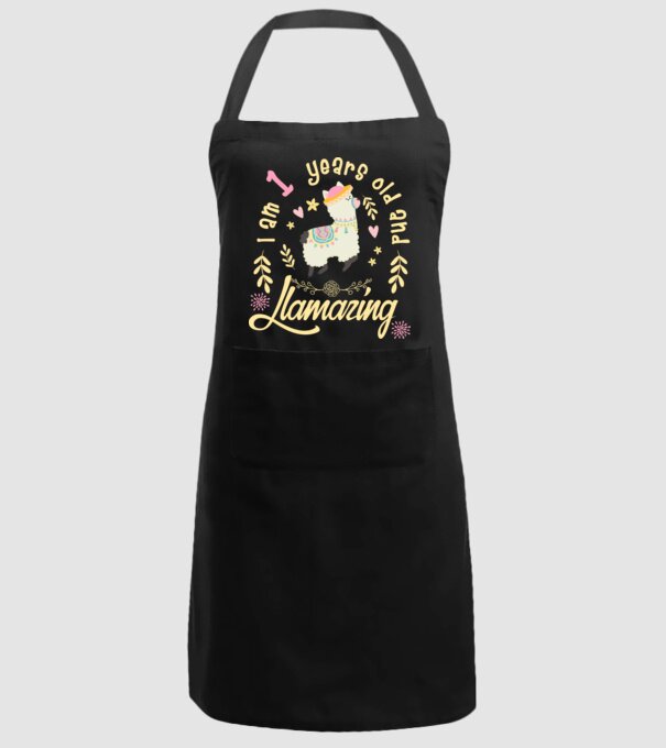 Birthday Llamazing 1 years old model negru pe tricou