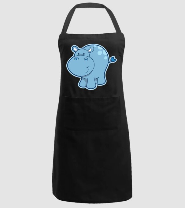 Cartoon hippo model negru pe tricou