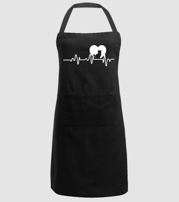 pisică heartbeat model negru pe tricou
