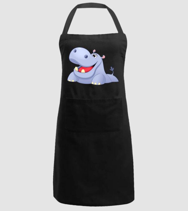 Cute Hippo model negru pe tricou