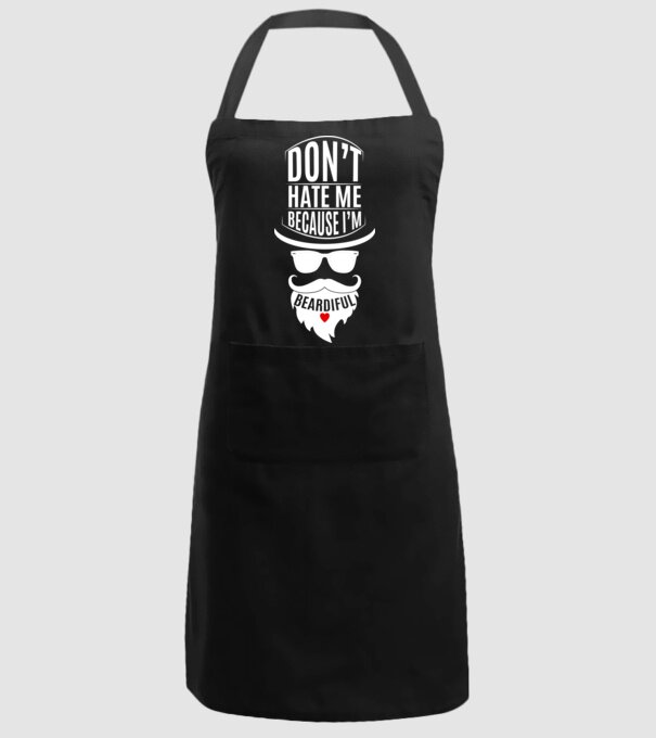 'Don''t hate me because I''m beardiful' model negru pe tricou