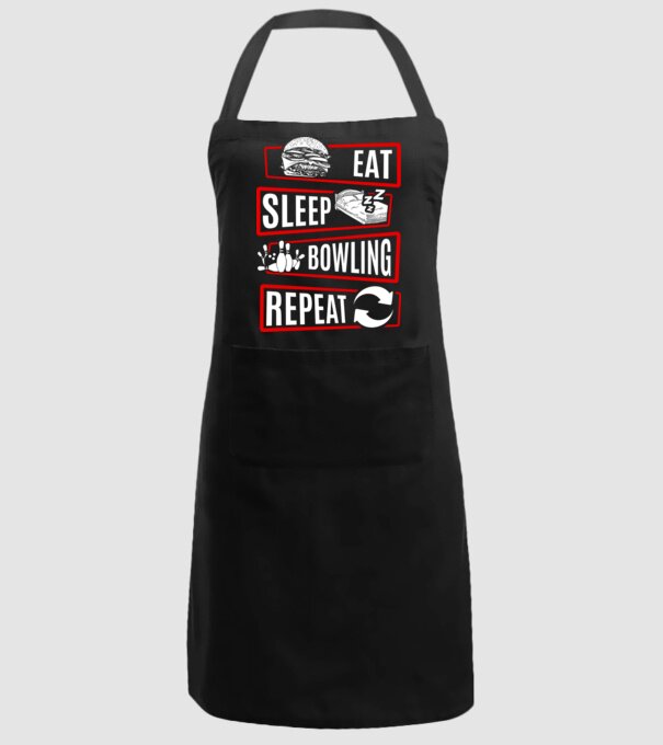 Eat sleep bowling repeat model negru pe tricou