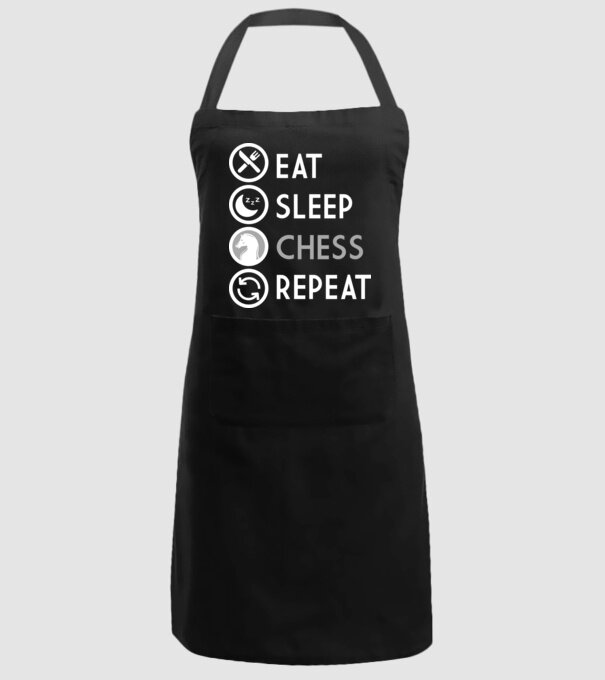 eat sleep chess model negru pe tricou