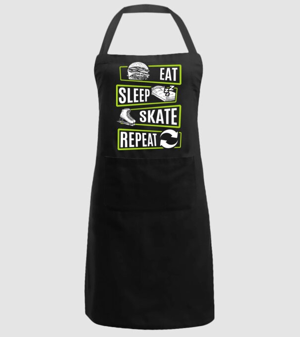 Eat sleep repeat patinaj V2 model negru pe tricou
