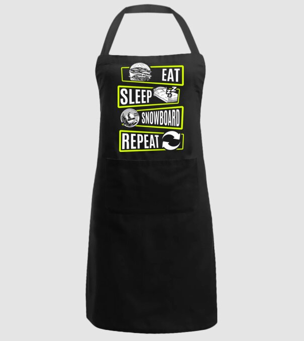 Eat sleep SNOWBOARD repeat V2 model negru pe tricou