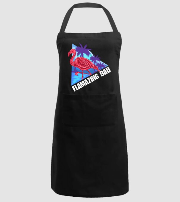 Flamingo dad model negru pe tricou