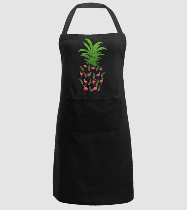 Flamingo ananas model negru pe tricou