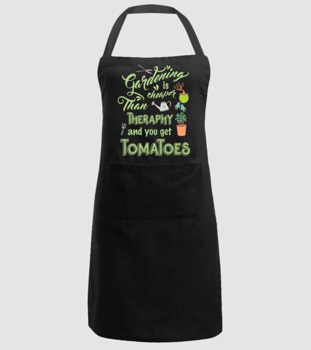 Gardening is cheaper than theraphy model negru pe tricou