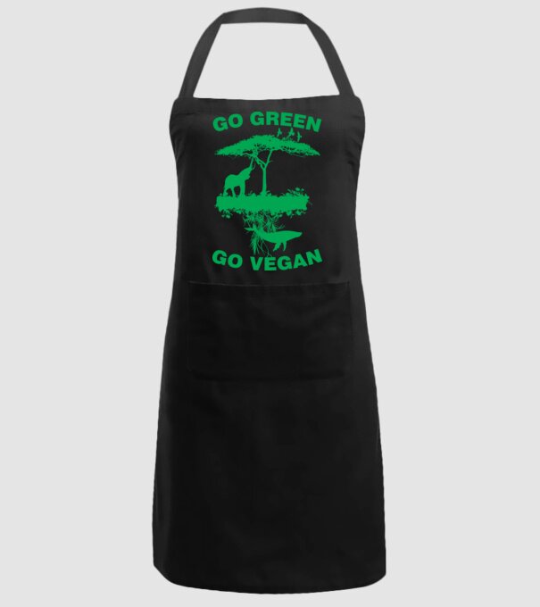 go green go vegan model negru pe tricou