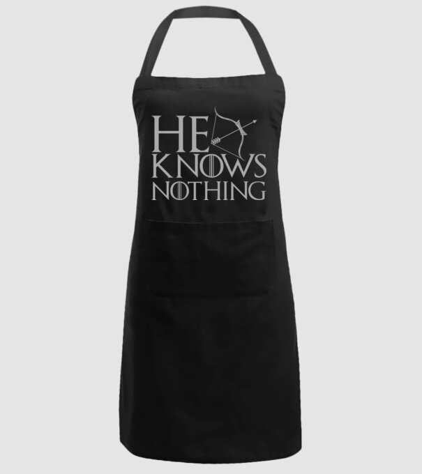 Cuplu He knows nothing model negru pe tricou