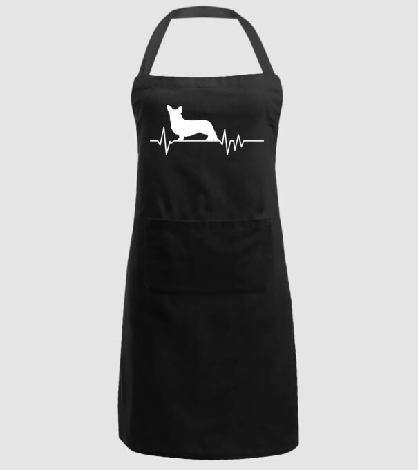 Heartbeat silueta Corgie model negru pe tricou