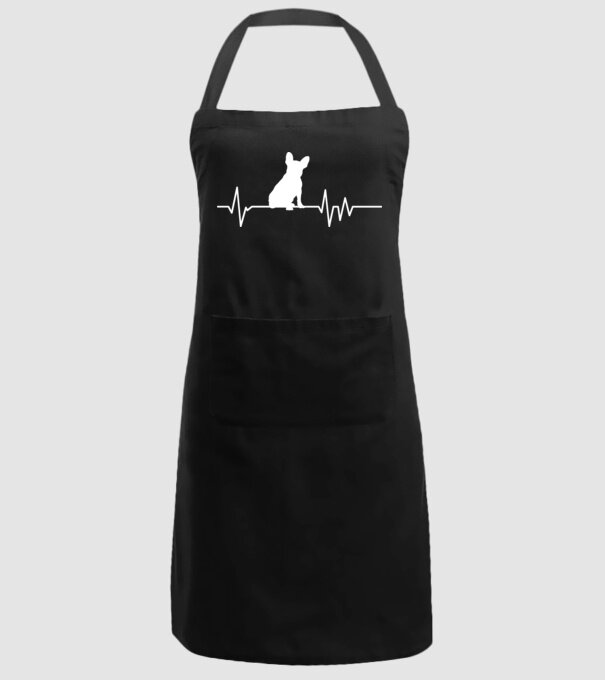 Heartbeat siluetă Bulldog francez model negru pe tricou