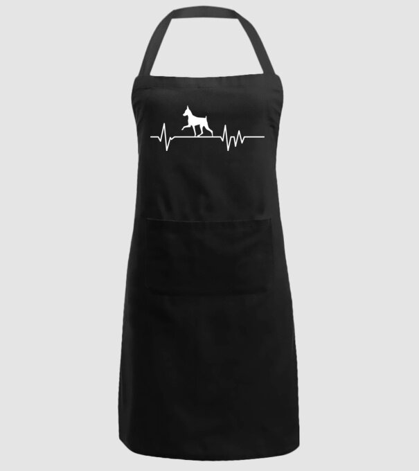 Heartbeat silueta Pinscher model negru pe tricou