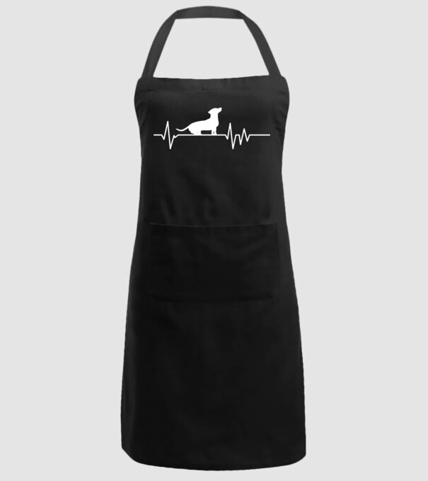 Heartbeat silueta Teckel model negru pe tricou