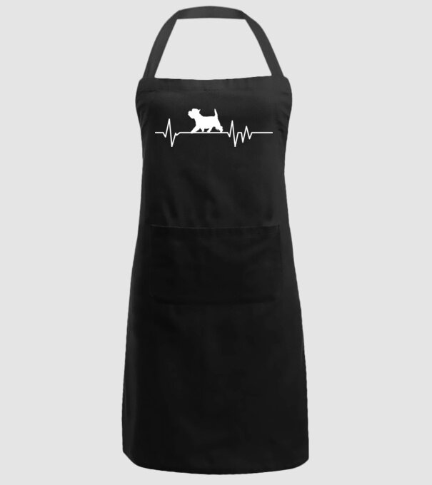 Heartbeat silueta Westie model negru pe tricou