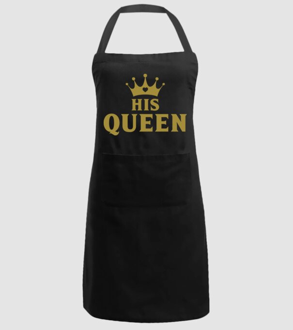 His Queen model negru pe tricou