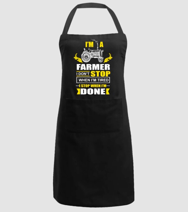 'I''m a farmer, i don''t stop when i''m tired' model negru pe tricou