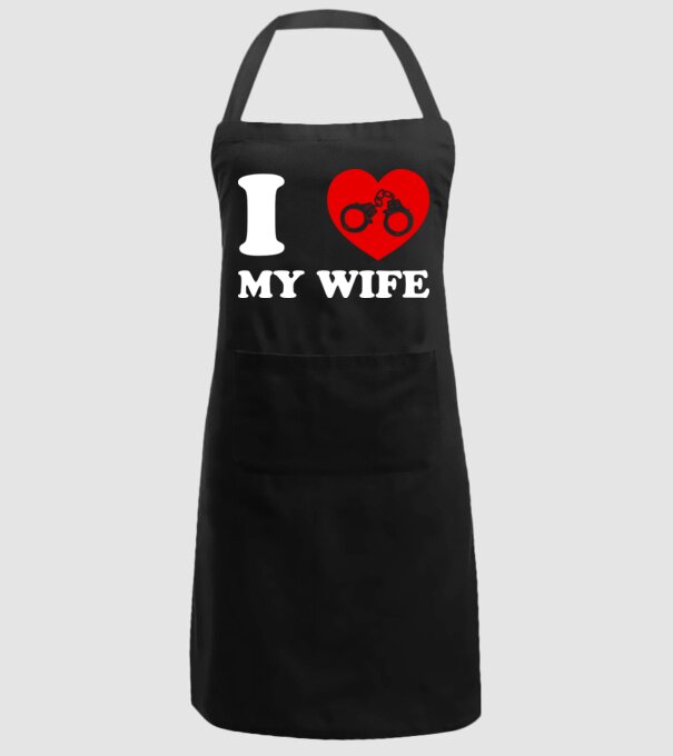 I love my wife model negru pe tricou