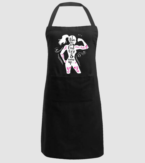 i run like a girl model negru pe tricou