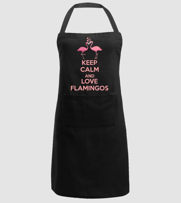 KEEP CALM and love flamingos pink model negru pe tricou