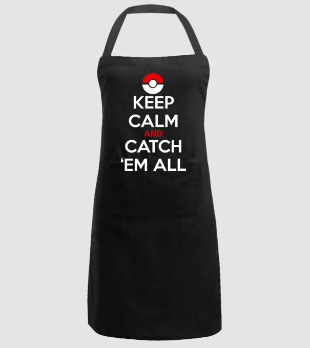 'Keep Calm catch ''em all!' model negru pe tricou