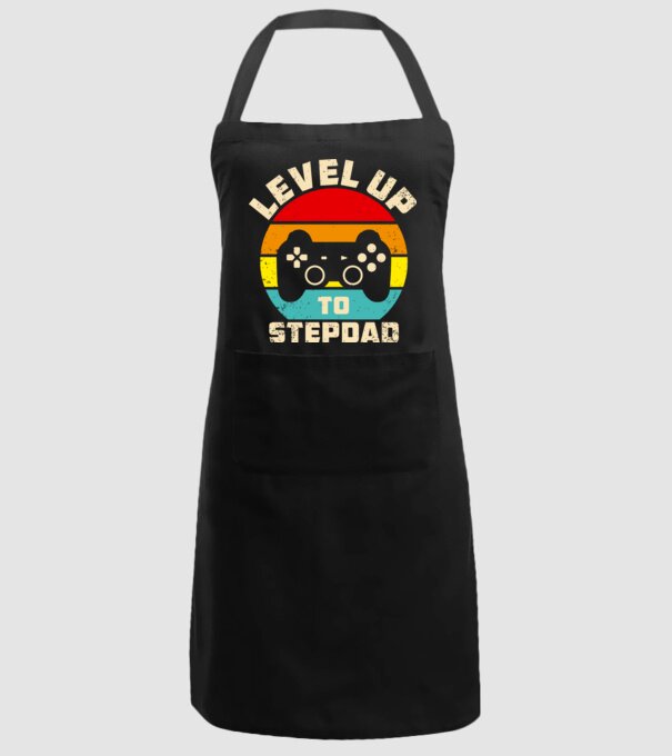 Level Up Stepdad model negru pe tricou