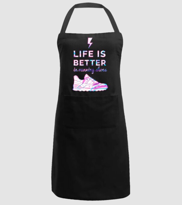 Life is better running shoes HOLO model negru pe tricou